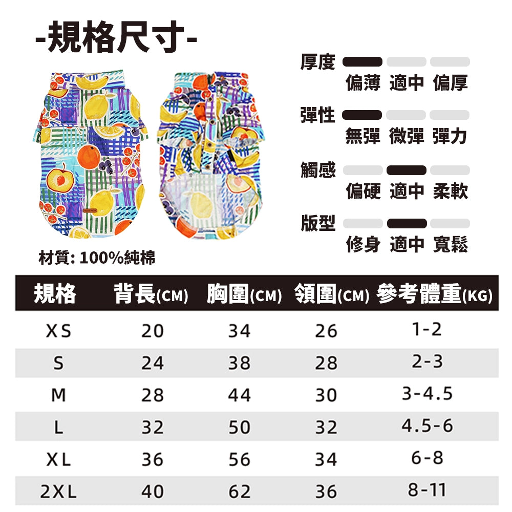 Blue Port 夏日寵物水果襯衫