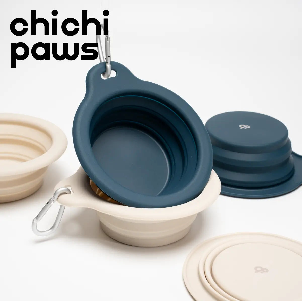 chichipaws 母嬰級寵物矽膠摺疊碗｜FDA認證・不含BPA・耐高溫200°C・極輕量登山扣
