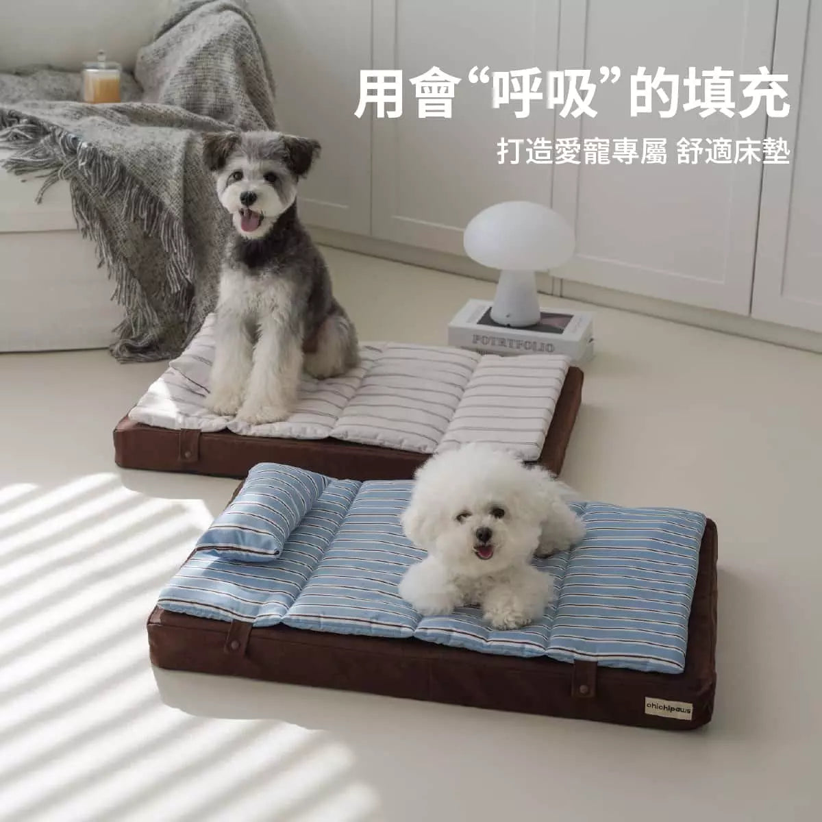 chichipaws 會呼吸的寵物床：4D 空氣纖維內芯，全墊可水洗、防蟎防臭