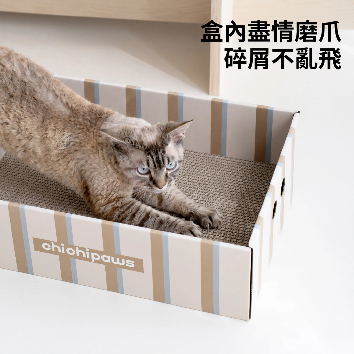 chichipaws｜二合一貓抓盒睡窩｜貓抓板・貓咪睡窩・高密度可替換瓦楞紙內芯・FSC環保認證・家具救星